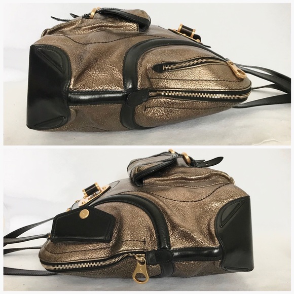 🎭 SOLD 🎭 ALEXANDER McQUEEN Bronze Flapper Tote - Picture 2 of 7